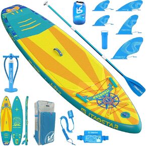 Journey 11'6"×34"/11'×34"/11'×35" Extra Wide Paddle Board, One-Stop Premium SUP Board Accessories, Tailored Fins, Stable Inflatable Stand Up Paddle Boards for Youth/Adults of All Skill Levels
