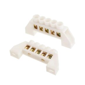 Heyiarbeit Copper Screw Terminal Block Barrier Strip Single Row Bridge Shape Connector 5 Positions Without Screws for Electrical Distribution 2 Pcs
