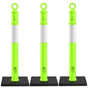 45 Inch Delineator Post with Base, Portable Orange Traffic Delineator Posts Cones with Reflective Collars for Parking Lots, Road Safety, Construction Events (3 Pack)