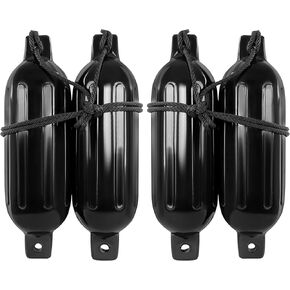 BISupply Boat Bumpers for Docking - Boat Fenders 4 Pack 22.8 x 7.8in Buoys with 2 Fender Lines and 12in Inflator Pump