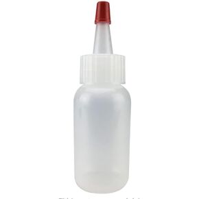 Squeeze Bottles, LDPE Plastic Bottles, Natural Boston Round Bottles, Yorker Spout Red Caps, Tips have .30 Hole (1oz, 20/410 Neck, (5pack)
