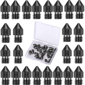 LUTER 24PCS 3D Printer Nozzles,Hardened Steel Nozzles Extruder for MK8 0.2mm, 0.3mm, 0.4mm, 0.5mm, 0.6mm, 0.8mm, 1.0mm with Storage Box for Makerbot Creality CR-10 3/5