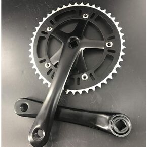 Crankset Set Single Speed 46T 170mm Crankarms 130 BCD for Mountain Road Bike Fixed Gear Bicycle (Square Taper, Black) (46T, Sprocket)