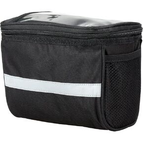 Bike Baskets Bag with Reflective Stripe Bike Frame Bag Bicycle Frame Shelf Pouch Handlebar Storage Bag Bike Front Phone Bag for Outdoor Hiking Travel Assistants 8.46x5.31x6.49 inch (Black)