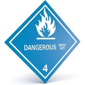 D.O.T. Labels - Hazard Class 4 DOT Dangerous When Wet Hazmat Labels 4" X 4" Square Stickers - 500 Adhesive Labels Per Roll, Made in The USA by Kenco (1)