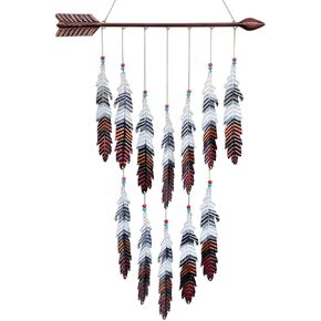 Metal Arrow & Feather Wall Art Decor, Native American Indian Style Wall Decorations, Arrow Western Wall Decor, Wind Chime Pendants, Thanksgiving Gift, American Indian Decoration