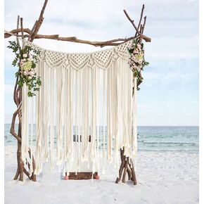 Flber Macrame Wall Hanging Boho Wedding Hanger Cotton Handmade Wall Art Home Wall Decor,42"x 35"