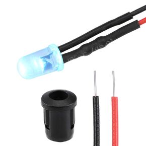 uxcell 5Set DC 12V 5mm Pre Wired LED with Holder, Ice-Blue Light Round Top Clear Lens, 8mm Panel Mount