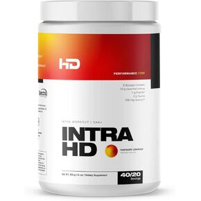 HD MUSCLE IntraHD الأمينات الأساسية | ملحق التعافي من التمرينات الداخلية | 10 جرام من الأحماض الأمينية الأساسية، 100 ملجم سبكترا، 1 جرام من مسحوق ماء جوز الهند | 40/20 حصة (عصير الليمون والتوت)
