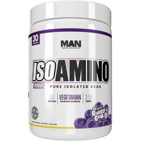 Man Sports ISO-AMINO Pure Isolated BCAAs - Build Lean Muscle - Branched Chain Amino Acids Powder - Keto BCAA - Accelerate Recovery - 210 Grams, 30 Servings - Grape Bubble Gum