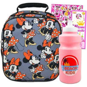 Minnie Mouse Lunch Bag Bundle - Minnie Mouse Lunch Box with Refillable Water Bottle and Stickers (Minnie Mouse School Supplies)