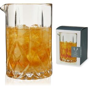 Viski Pedestal Cocktail Mixing Glass, Bartender and Bar accessories, Crystal Pitcher, Bartending Glasses Perfect for Mixing Old Fashioned, Manhattan, Negroni, 23 Oz.