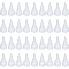 PATIKIL 20/410 Twist Bottle Caps, 36Pcs Plastic Ribbed Edge Squeeze Bottle Replacement Caps with Foam Gasket for Paint Lids Glue Dispensing Bottles, White