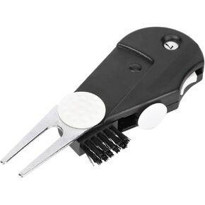Keenso Divot Tool, Multi-function Plastic Divot Repair Tool with Tuning Fork Ball Marker Brush Stroke Counter and Belt Clip