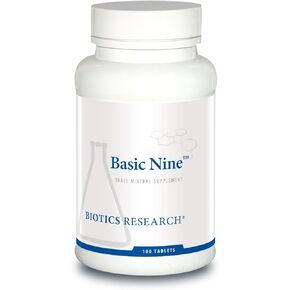 Biotics Research Basic Nine Whole Food Sourced Rare Trace Minerals, Phytochemically Bound, includes Antioxidants SOD and Catalase. 100 Tabs