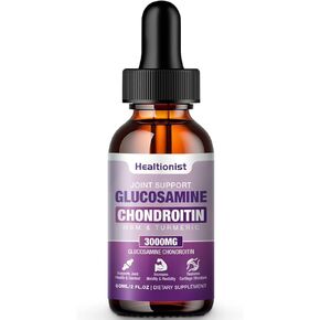 2 Pack Glucosamine Chondroitin MSM Liquid Drops, Extra Strength Joint Support Supplement for Adults Men & Women, Quercetin Boswelia, Bromelain, Antioxidant Immune Support (4 Fl oz)