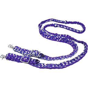 CHALLENGER Horse Western Horse Tack Roping Knotted Nylon Braided Barrel Reins Purple 607521