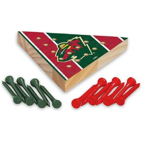 Rico Industries NHL Colorado Avalanche Peg Pyramid Game 4.5" x 4" Wooden Travel Sized Pyramid Game - Toy Peg Games - Triangle - Family Fun