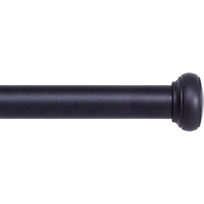 Kenney KN90006 Weaver Cap End Indoor/Outdoor Rust-Resistant Curtain Rod, 42-116" Adjustable Length, Black Finish, 1" Diameter Steel Tube