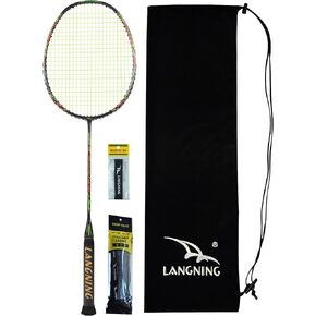 مجموعة مضارب كرة الريشة خفيفة الوزن 60 جرام، ترقية 10U 26 رطل من ألياف الكربون الكاملة مضرب كرة الريشة الأسود (Air10U Plus) in Kuwait