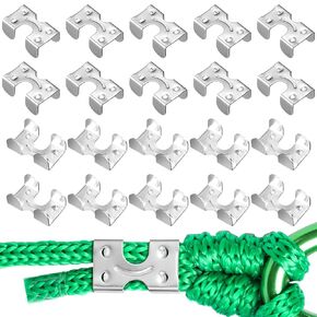 20 Pcs Stainless Steel Double Rope Clamps Heavy Duty Double Rope Clips Rope Loop End Clip Fits 3/8 Inch to 1/2 Inch Twisted or Braided Ropes