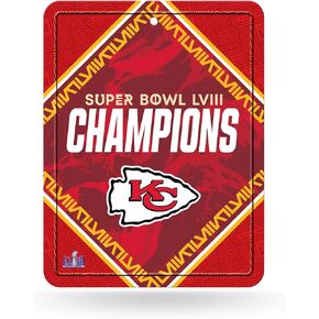 Rico Industries NFL Football Kansas City Chiefs 2024 Super Bowl LVIII Champions 8.5" x 11" Carbon Fiber Metal Parking Sign - Great for Man Cave, Bed Room, Office, Home Décor