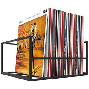 Vinyl Record Storage Black Metal,Vinyl Record Holder Stand Up to 70 LP Albums,Handmade Lp Albums Storage Rack