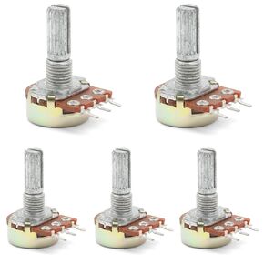 5 Pcs Single-Joint Potentiometer 10K B10K Variable Resistors 10k Ohm Knurled Shaft 3Pins 10K Ohm Potentiometer
