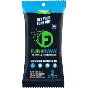 FunkAway Extreme Odor Eliminating Closet Sachet 8-Pack, Odor Absorbing Packet Ideal for Closets, Drawers, Hampers, Attics and Storage Spaces, Fresh Smell for Up to 90 Days (Pack of 8)