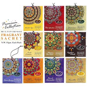 Fragranced Sachets Set of 10, Fragrance - Lavender, Sandal, Rose, Jasmine, Vanila, Herbal Spa, Musk, Ocean Breeze, Apple Cinnamon and Fresh Lemon