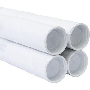 MagicWater Supply Mailing Tube - 1.5 in x 9 in - White - 4 Pack - for Shipping and Storage of Posters, Arts, Crafts, and Documents