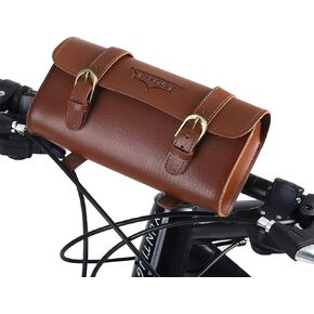 Handcrafted Leather Bike Bag, Waterproof Retro Front Bag, Quick Release Cycling Rear Storage Pouch Bike Saddle Bag for Storing Cellphone, Purse, Keys, Make Your Bike Special