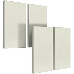 UMIACOUSTICS 4 PCS Acoustic Wall Panels, 2“ Thick 23.6" x 11.8" Fiberglass Recording Studio Acoustical Treatments Panels, Self-adhesive Sound Absorbing Panels for Studios, Office, Home Theater. Beige