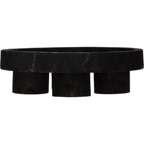 Bloomingville Paulownia Wood Dessert Pedestal Tray, Black
