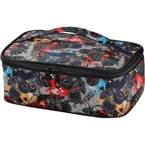 Kids Lunch Bag Monster Truck Cars Grunge Insulated Reusable Lunch Bag Lunch Box for Women School Office Picnic