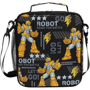 Urban Style Robots Lunch Box for Girl Boys, School Kids Lunch Bag Snacks Insulated Cooler Tote for Teen School Office Work