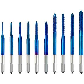10Pcs Mini Thread Tap Bit Set, M1 M1.2 M1.4 M1.6 M1.7 M1.8 M2.0 M2.5 M3.0 M3.5 Machine Metric Tap Drill Bit HSS-M2 Material Screw Drill Tap Set with Wrench