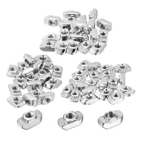 uxcell M4/M5/M6 60Pcs T Nuts Sliding T Slot Nut Fastener Carbon Steel Nickel Plated for 3030 Series Slot Aluminum Profile