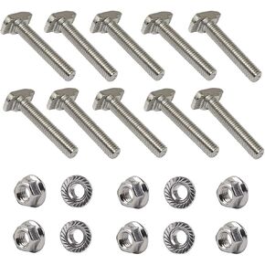 10pcs M5 x 30mm Hammer Head Bolt T Screw, 10pcs M5 Hexagon Flange Nuts Set, Carbon Steel Nickel Plated for 2020 Series Standard T-Slot Aluminum Profile