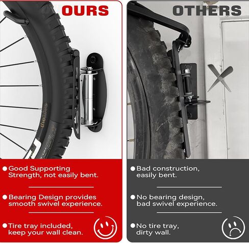 حامل دراجة دوار Ultrawall مع تصميم 3 أوضاع قابلة للقفل ونظام حمل مزدوج، وخطافات تخزين عمودية للدراجة، وشماعة دراجة مثبتة على الحائط للمرآب (عبوتان) in Kuwait