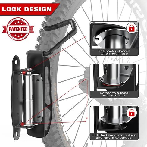 حامل دراجة دوار Ultrawall مع تصميم 3 أوضاع قابلة للقفل ونظام حمل مزدوج، وخطافات تخزين عمودية للدراجة، وشماعة دراجة مثبتة على الحائط للمرآب (عبوتان) in Kuwait