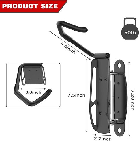 حامل دراجة دوار Ultrawall مع تصميم 3 أوضاع قابلة للقفل ونظام حمل مزدوج، وخطافات تخزين عمودية للدراجة، وشماعة دراجة مثبتة على الحائط للمرآب (عبوتان) in Kuwait