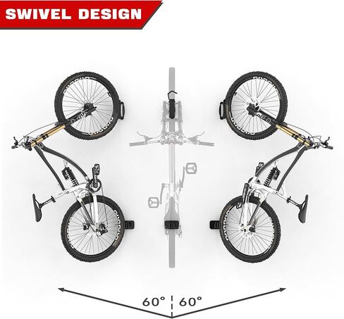 حامل دراجة دوار Ultrawall مع تصميم 3 أوضاع قابلة للقفل ونظام حمل مزدوج، وخطافات تخزين عمودية للدراجة، وشماعة دراجة مثبتة على الحائط للمرآب (عبوتان) in Kuwait