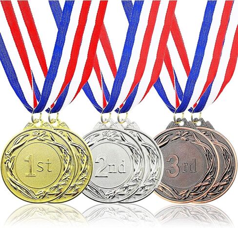 6 عبوات من ميداليات جوائز المركز الأول والثاني والثالث للأطفال والكبار، وجوائز المشاركة مع أشرطة جائزة 15.5 بوصة للرياضة والبطولات والمسابقات (معدن، 2.6 بوصة) in Saudi Arabia