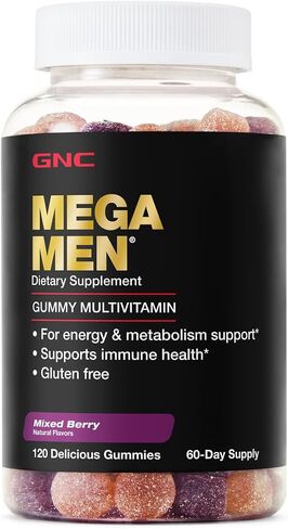 GNC Mega Men Gummy Multivitamin | Supports Energy, Metabolism, and Immune System, Gluten Free | Mixed Berry | 120 Gummies in Saudi Arabia