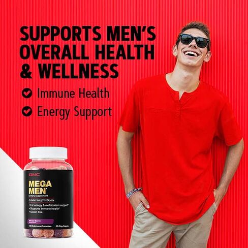 GNC Mega Men Gummy Multivitamin | Supports Energy, Metabolism, and Immune System, Gluten Free | Mixed Berry | 120 Gummies in Saudi Arabia