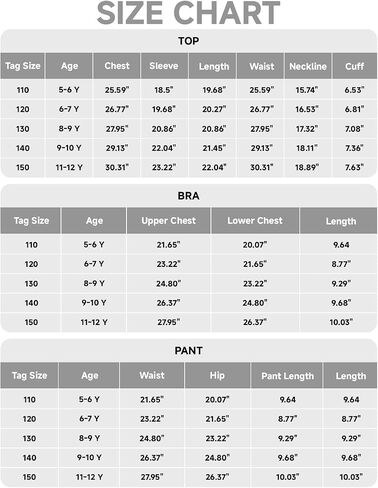 JiAmy Girls Yoga Leggings Girls Athletic Leggings Training Bras Set Kids Gym Crop Tank Top Activewear Set for 5-12 Years in Kuwait
