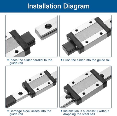 سكة توجيه خطية uxcell MGN12 330 مم مع كتلة عربة منزلقة MGN12H ودليل خطي صغير MGN12 بلاستيكي للطابعات ثلاثية الأبعاد DIY وآلة CNC، أسود in Kuwait