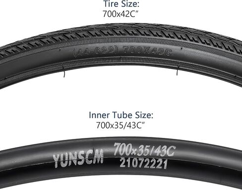 YUNSCM 2-PCS 700C Bike Tires 700 x 42C/44-622 60TPI 1.5mm Puncture Proof and 700C Heavy Duty Bike Tubes Presta Valve with 2 Rim Strips Compatible with 700x40-44C Bike Bicycle Tires and Tubes(YN-117 9) in Saudi Arabia