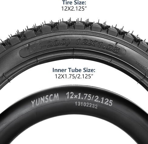 إطارات دراجة YunSCM قطعتان مقاس 12 بوصة مقاس 12 × 1.95/54-203 و12 بوصة صمام شريدر للدراجة متوافق مع إطارات وأنابيب الدراجة الجبلية/الطرق الوعرة 12x1.75 12x1.90 12x1.95 12x2.0 (YN-1130) in Saudi Arabia